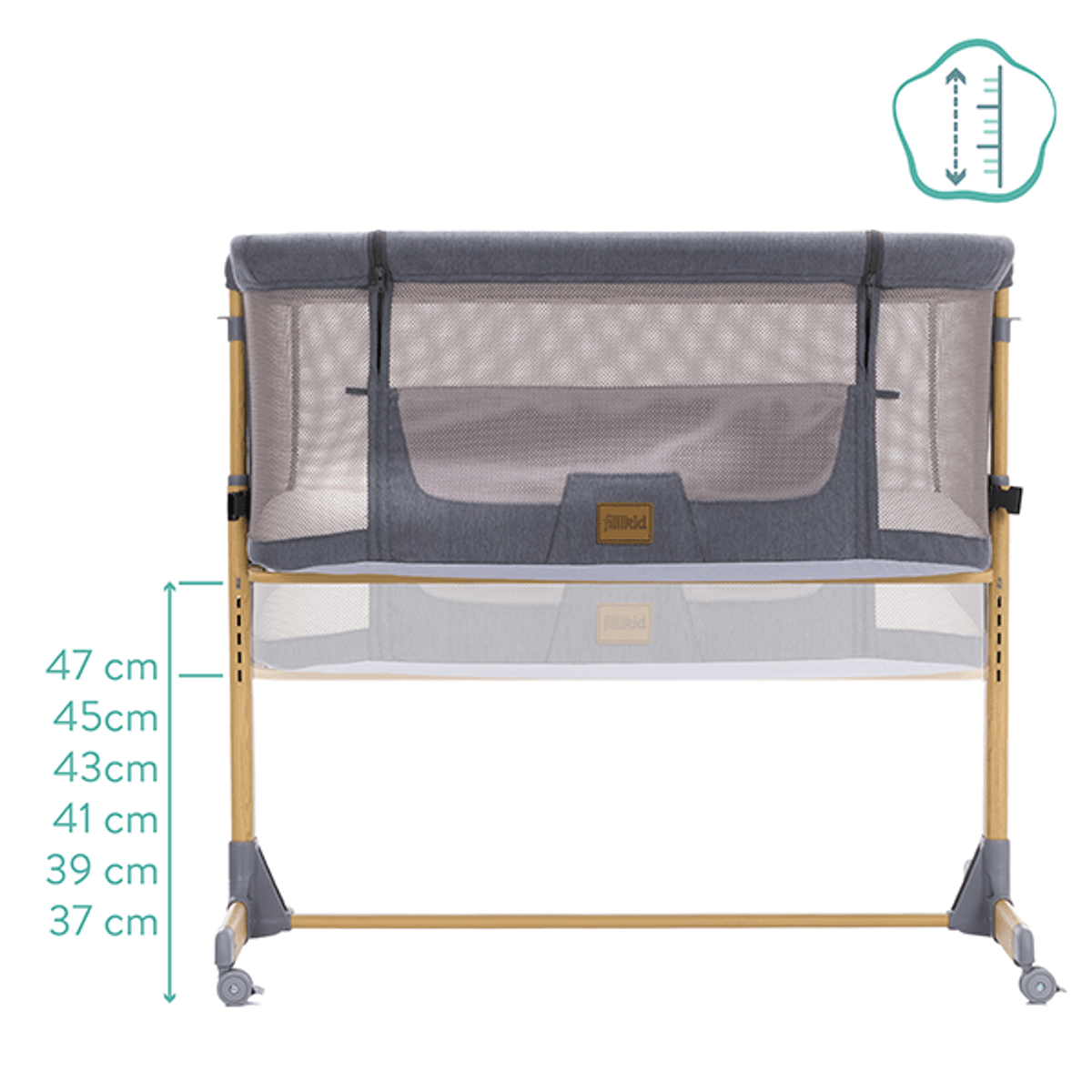 Fillikid | Nero Bedside Crib | Grey