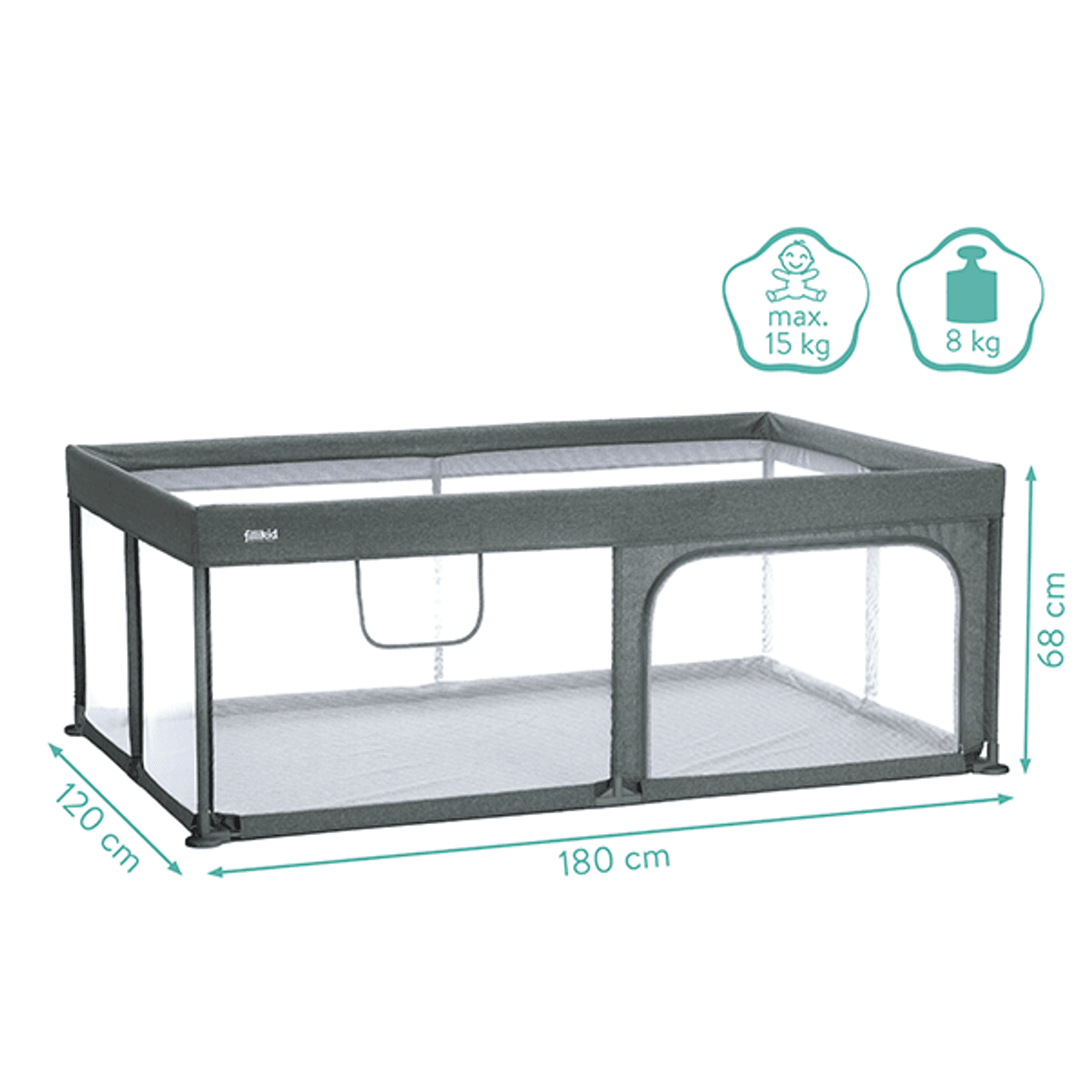 Fillikid | Rio XL lekegrind | 180 x 120 cm