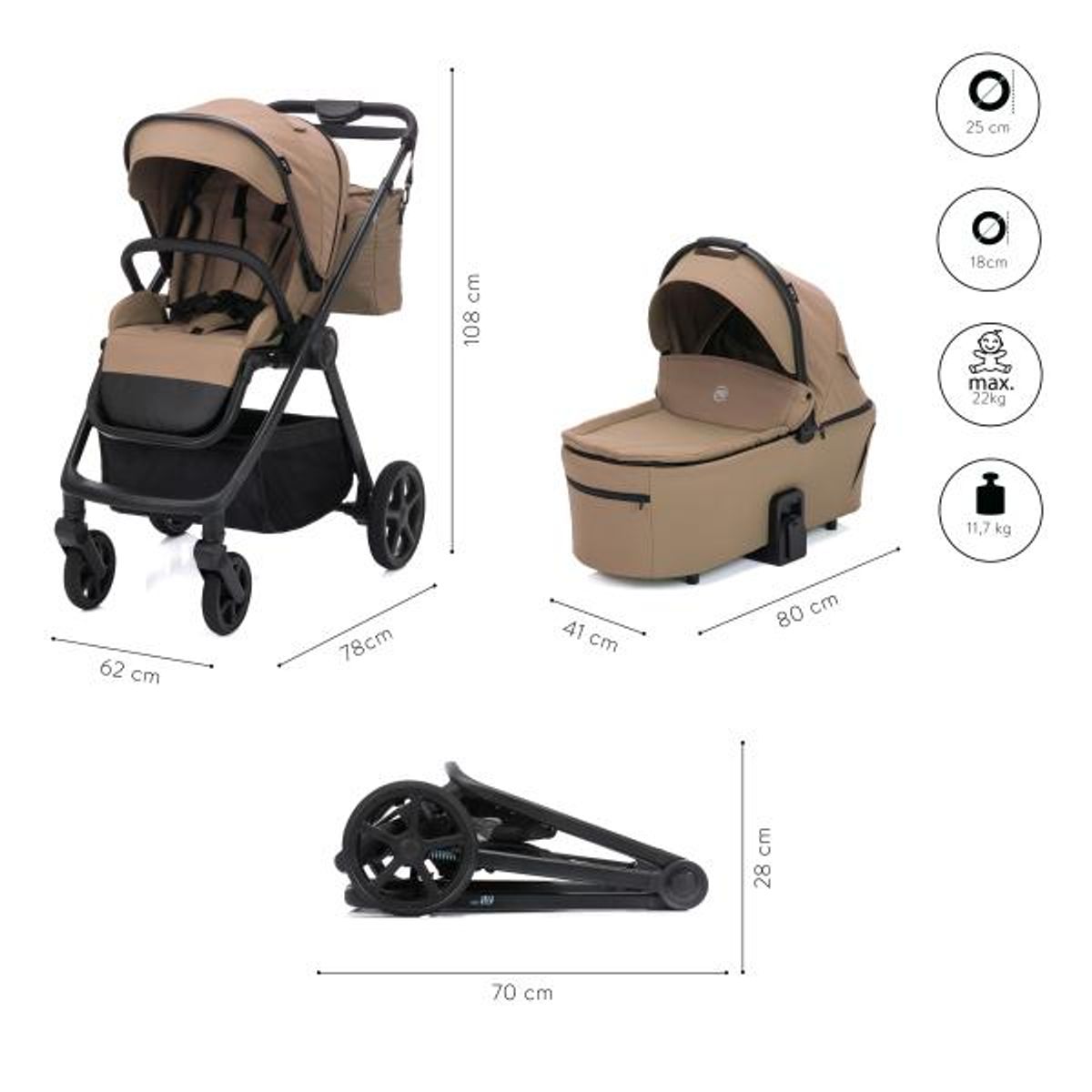 Fillikid | Lion vognpakke + bilstol | Sand